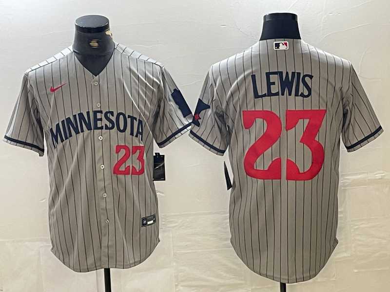 Men%27s Minnesota Twins #23 Royce Lewis Number 2023 Grey Home Team Cool Base Stitched Jerseys